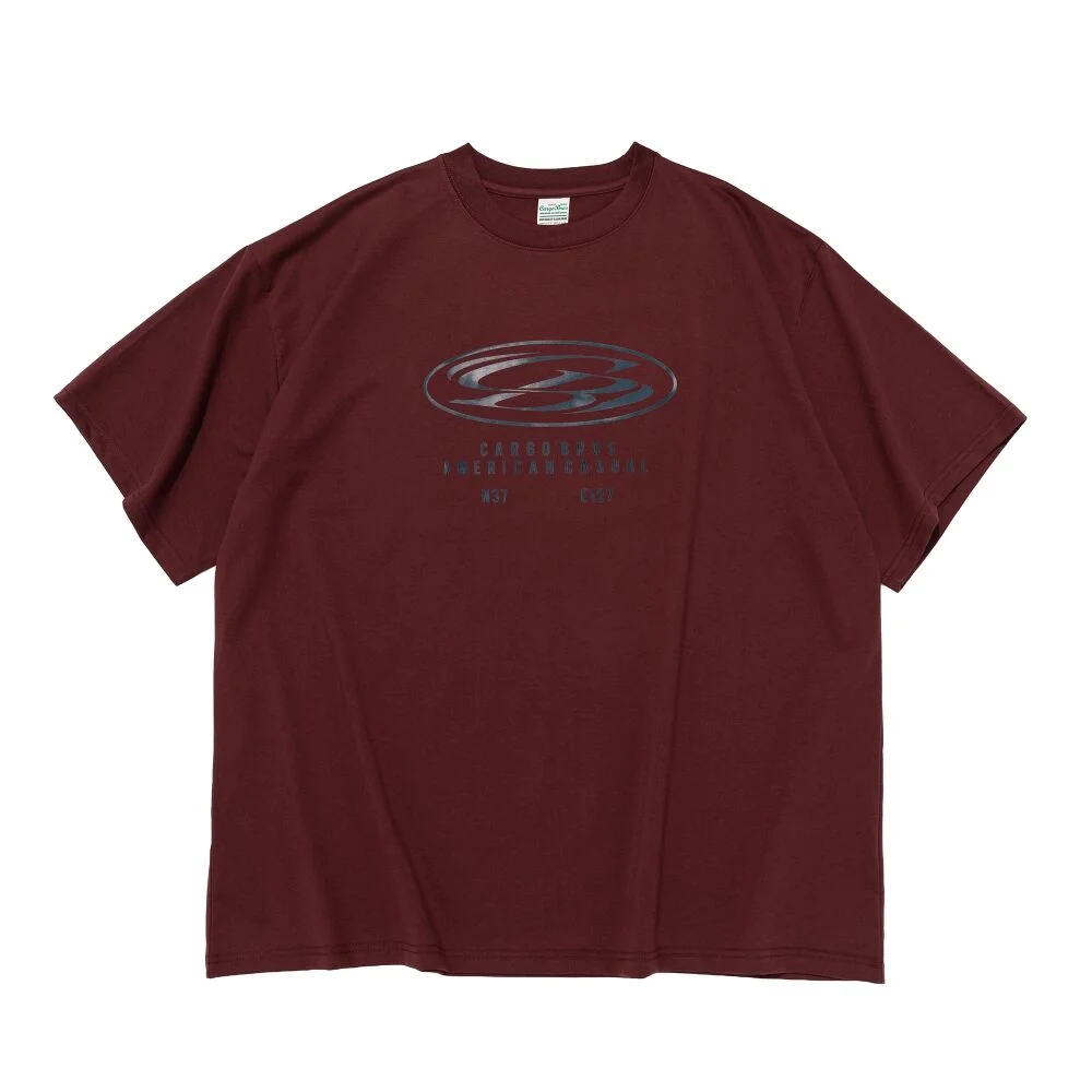 (BIGSIZE) ROUND CIRCLE LOGO SHORT SLEEVE T-SHIRT (WINE)