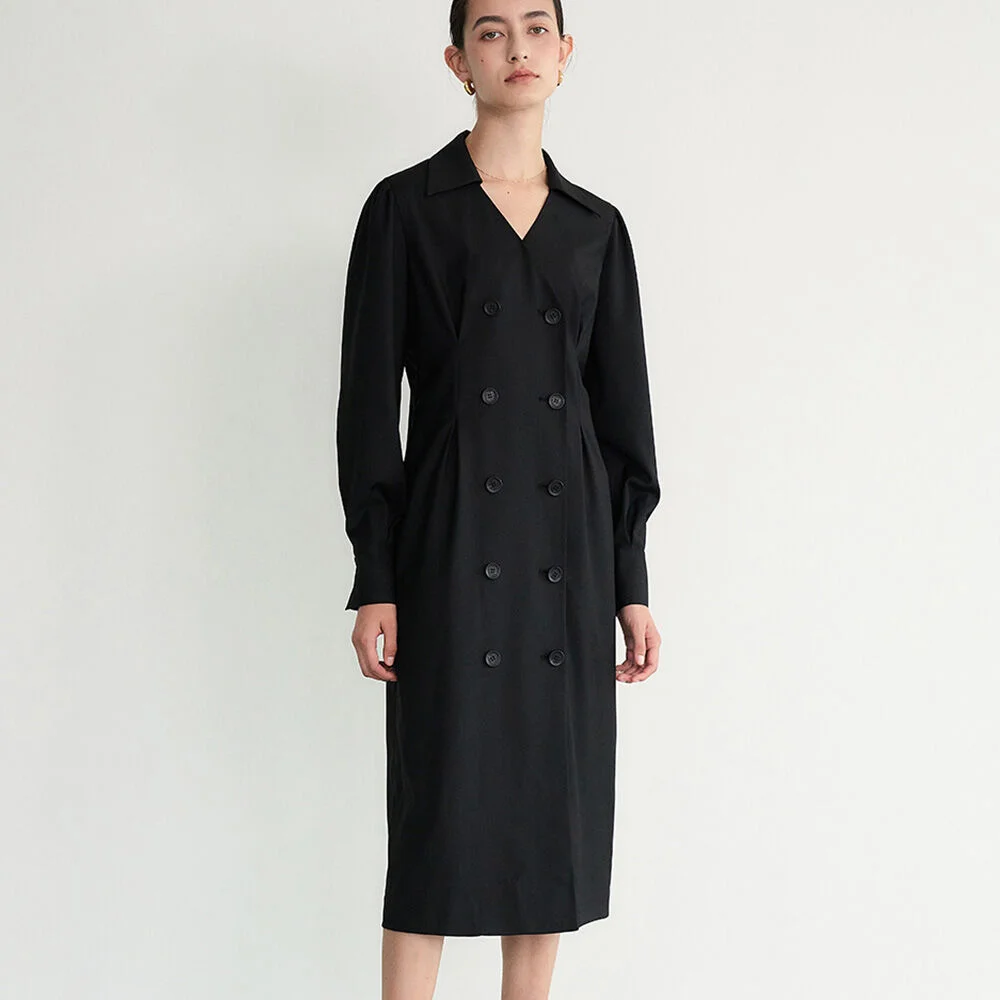 004 Double-breasted Jacket Dress (Black)