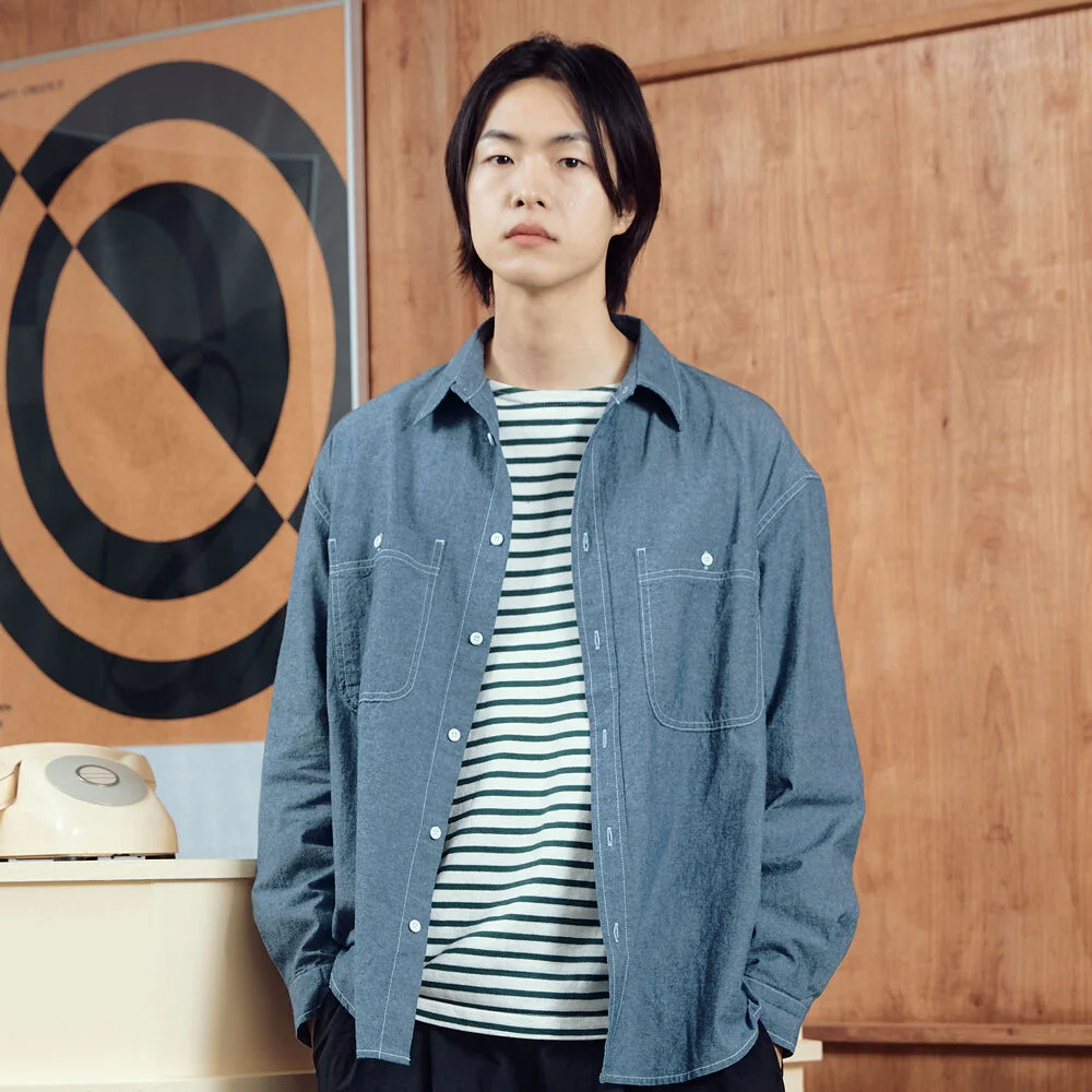 TWO POCKET DENIM SHIRT (BLUE)