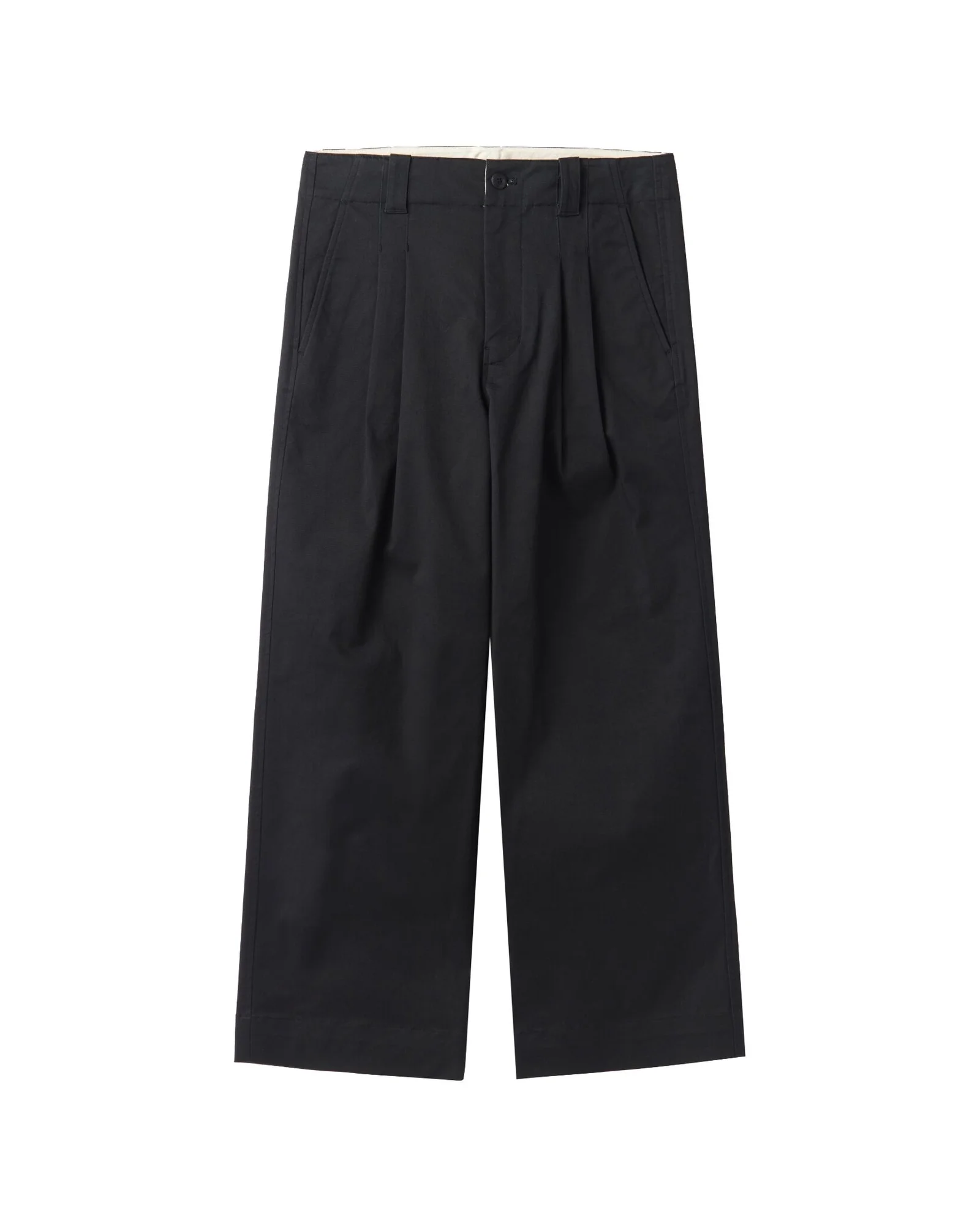 TWO TUCK WIDE TROUSERS - BLACK (P241MPT502)