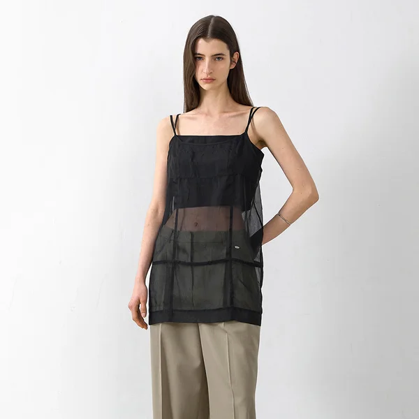 ORGANZA LAYERED SLEEVELESS DRESS(BL-4332)_2Colors