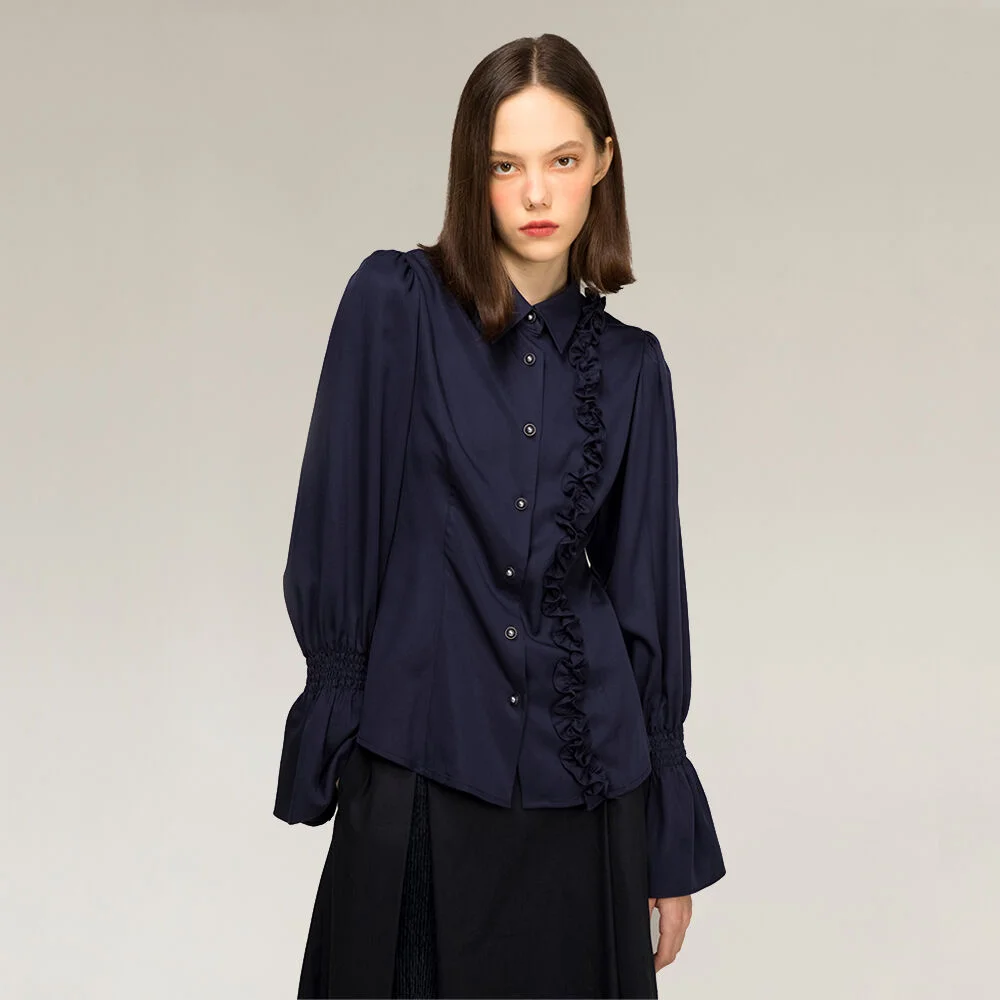 Tencel ruffle blouse