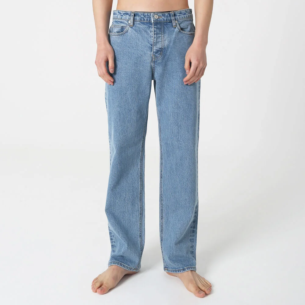 Organic Denim Wide Straight Jeans Sky