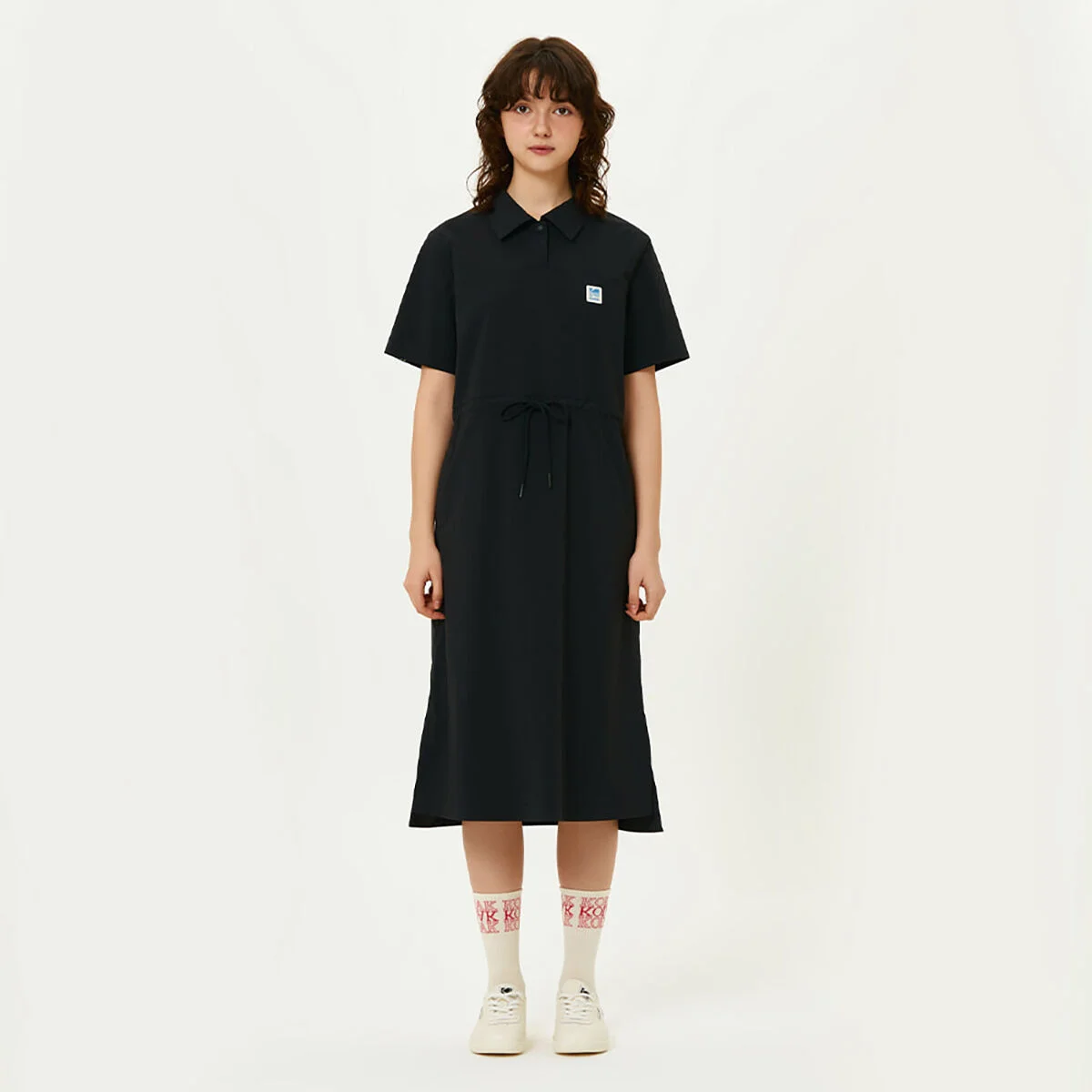 微風 涼感 衣領 連衣裙 女裝 BLACK