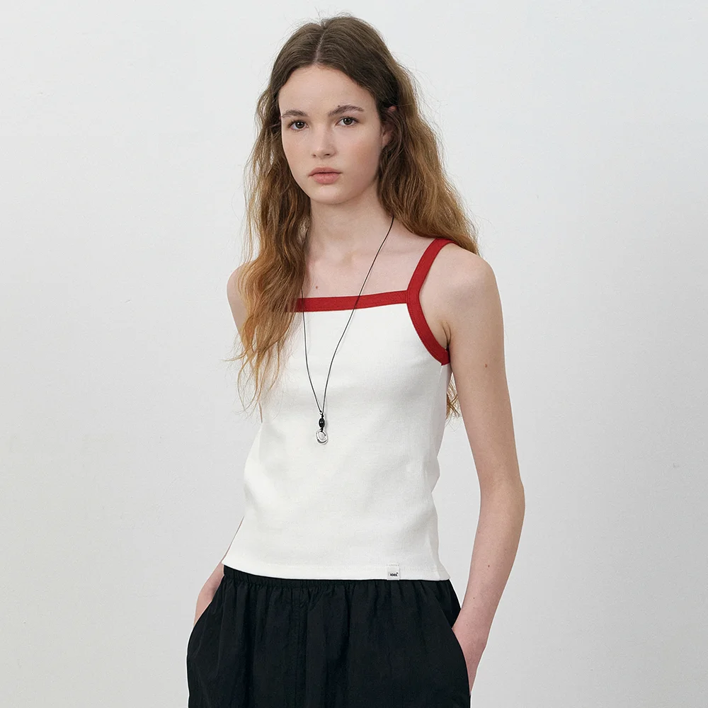 Fruit embroidery square neck tank top_Ivory