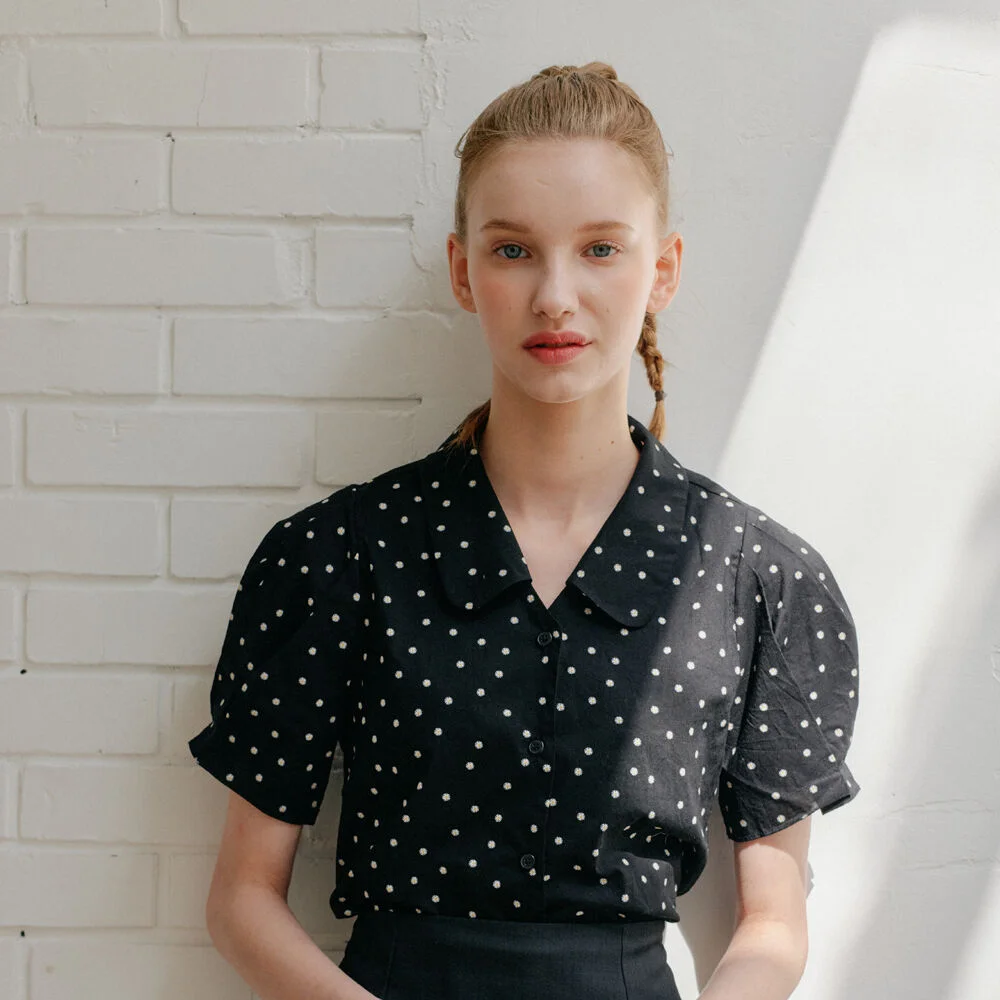 FLOWER PUFF SHIRT_BLACK