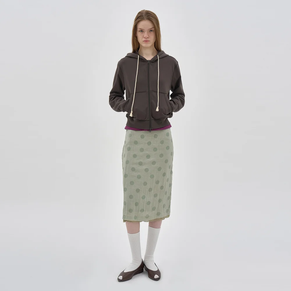 2 IN 1 DOT PRINTED SHEER MIDI SKIRT_MINT GREY