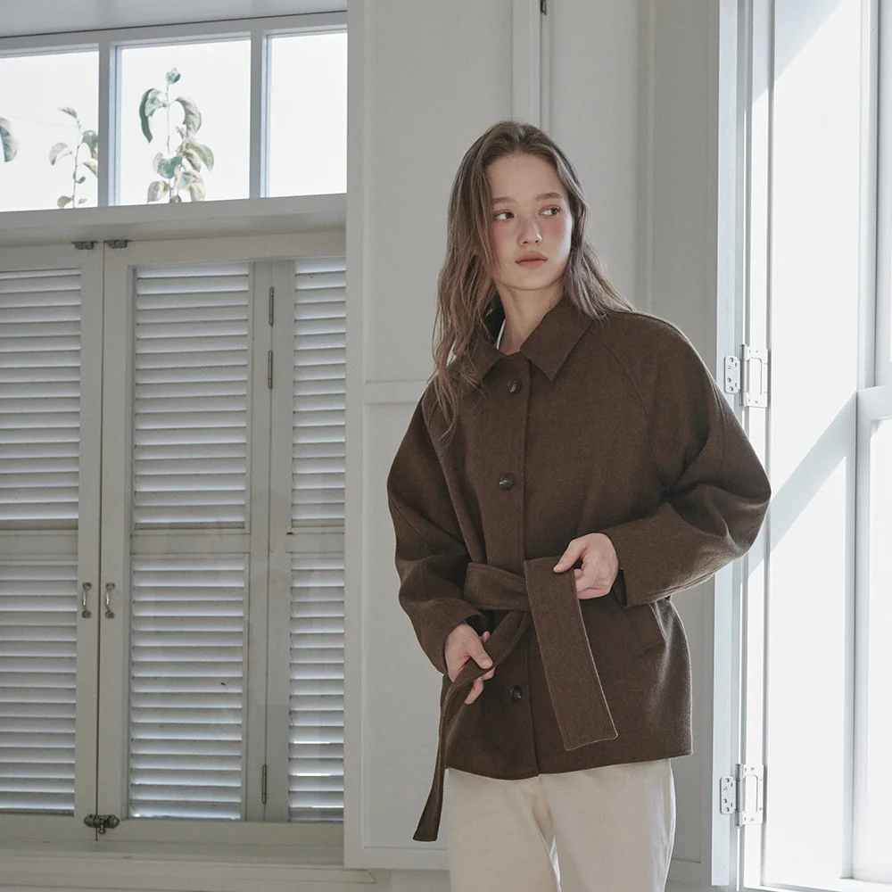 Gemma Wool Half Coat - Brown