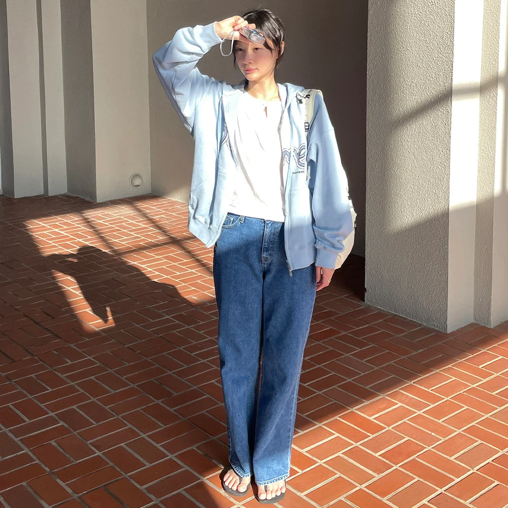 Cole Wide Denim Pants - Middle Blue