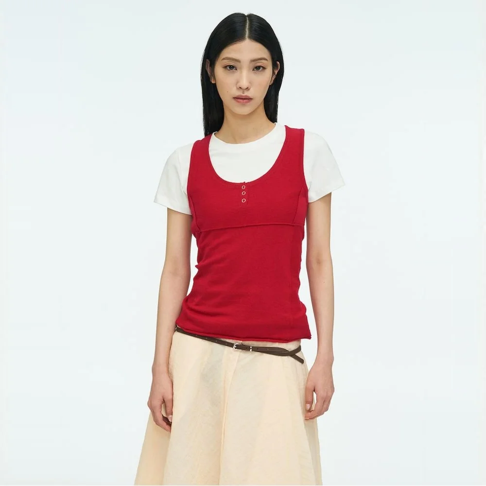 Henry Neck Tank Top Red (AG635UA026)