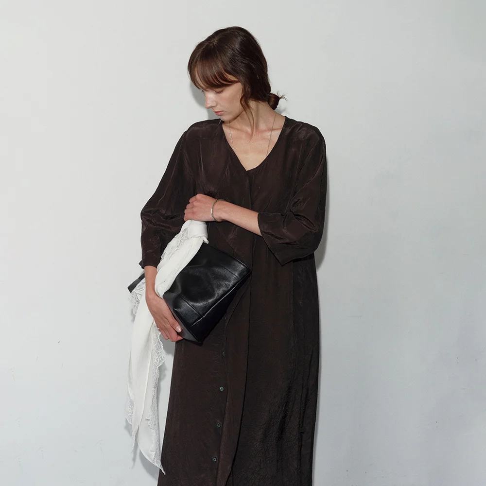 FLUID DRAPE LONG OPS_OV BROWN