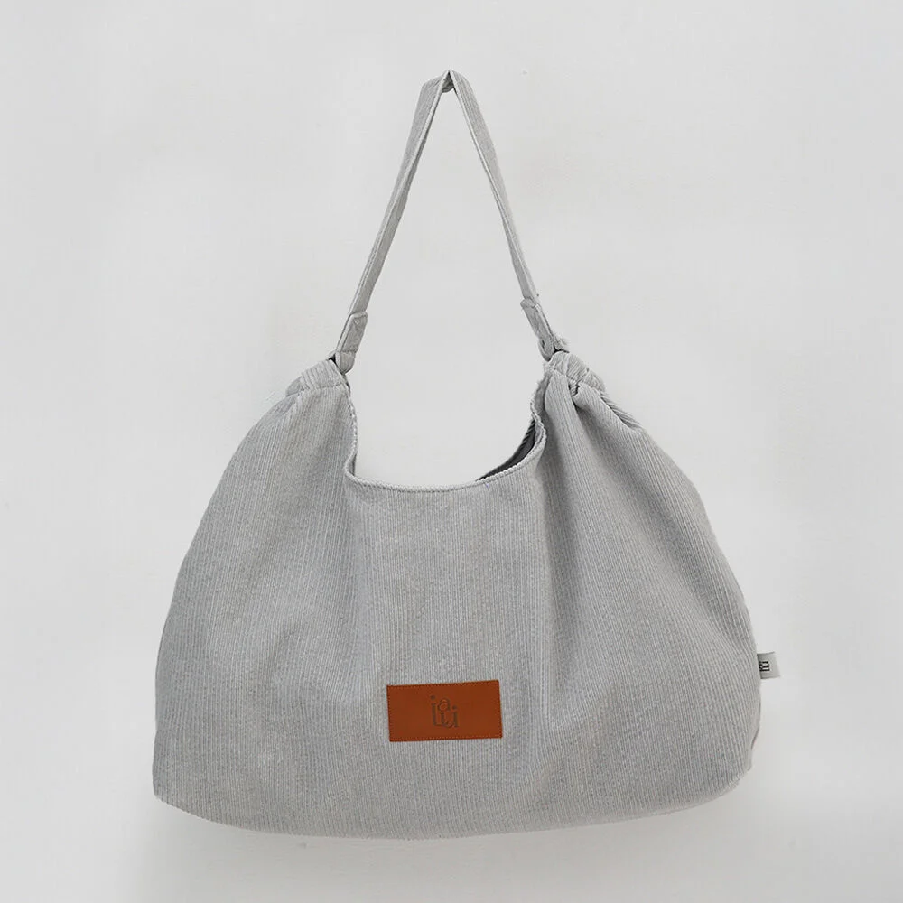 Pig corduroy hobo bag Grey