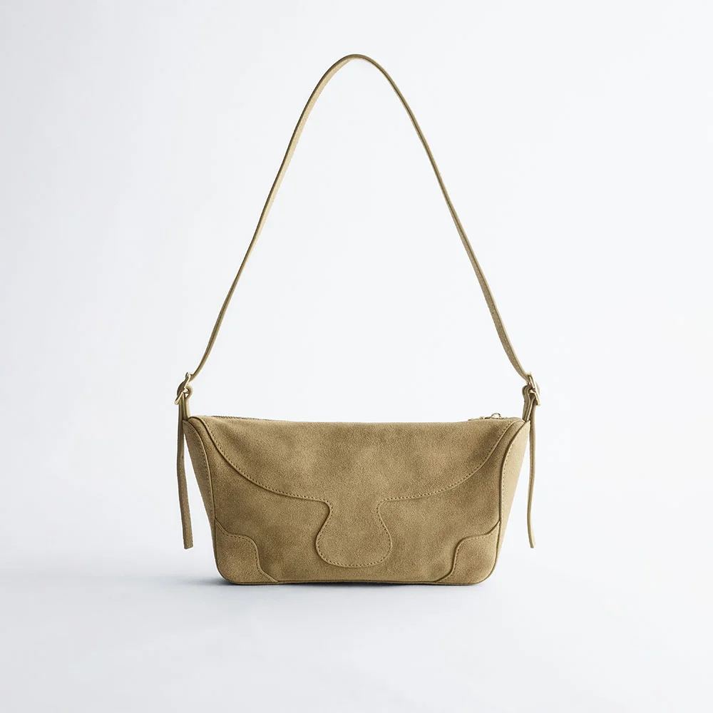 皮革 斜揹 袋 (Khaki Green Suede)