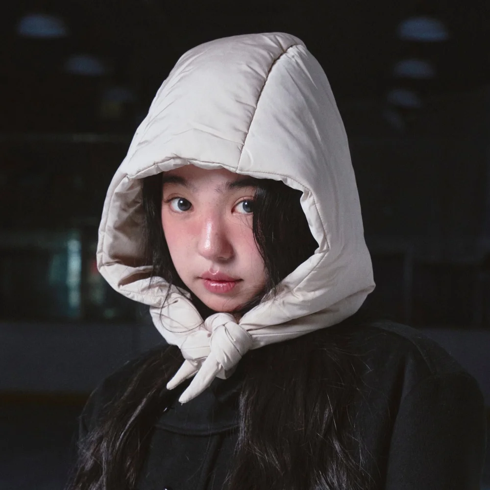 Puffer Earflap Balaclava Light Beige