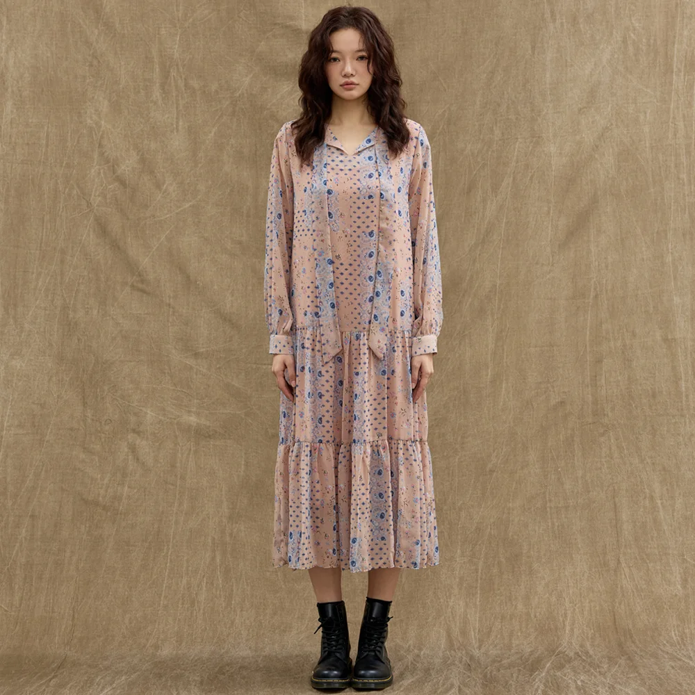 Pattern Chiffon Long One Piece