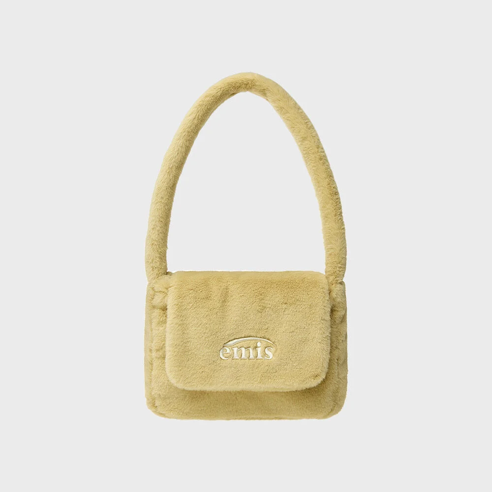 FUR SQUARE FLAP BAG-YELLOW