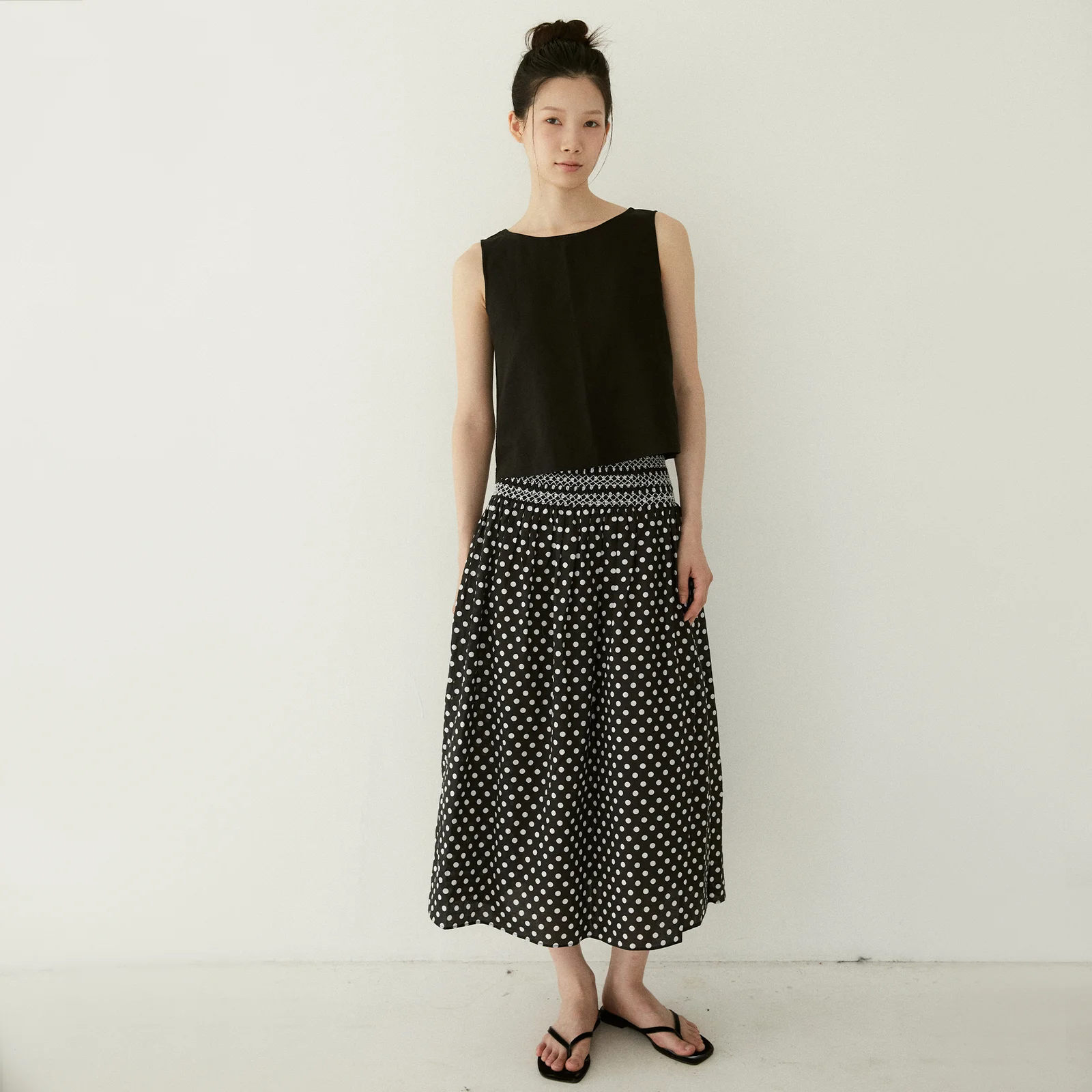 Moui Smocking Skirt Mui 縐褶 半身裙 (圓點)