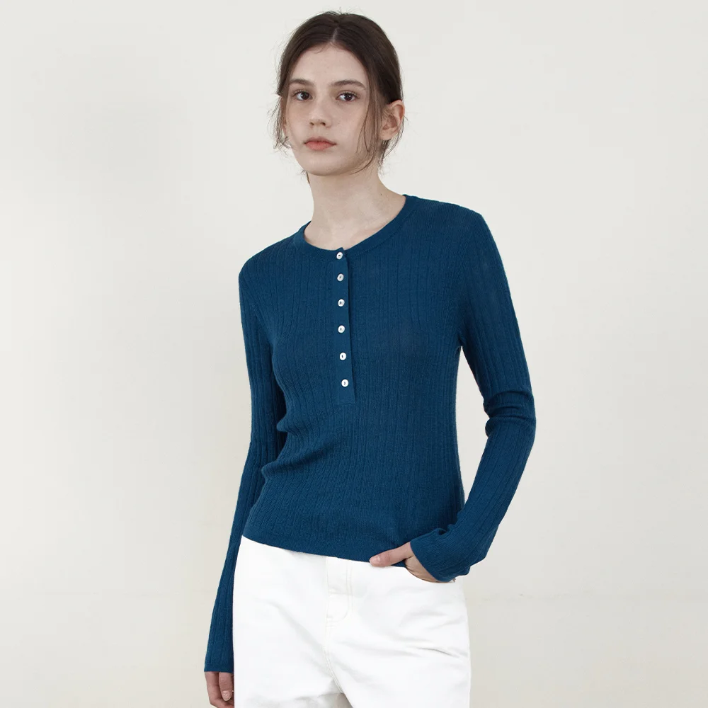 Vero Rib Henley Knit_BLUE(WCB6KN115)