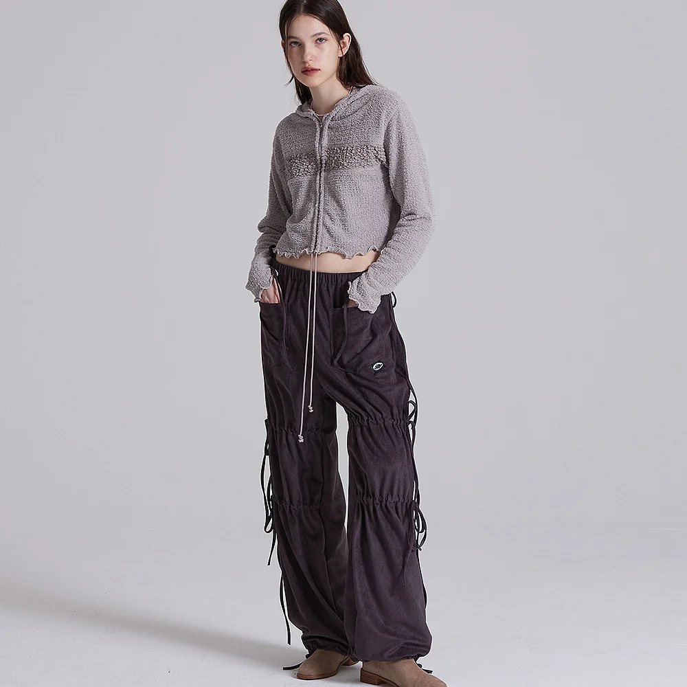SUEDE PANTS IN DARK GREY