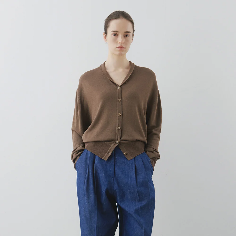 Soft Shawl Collar Cardigan in Brown