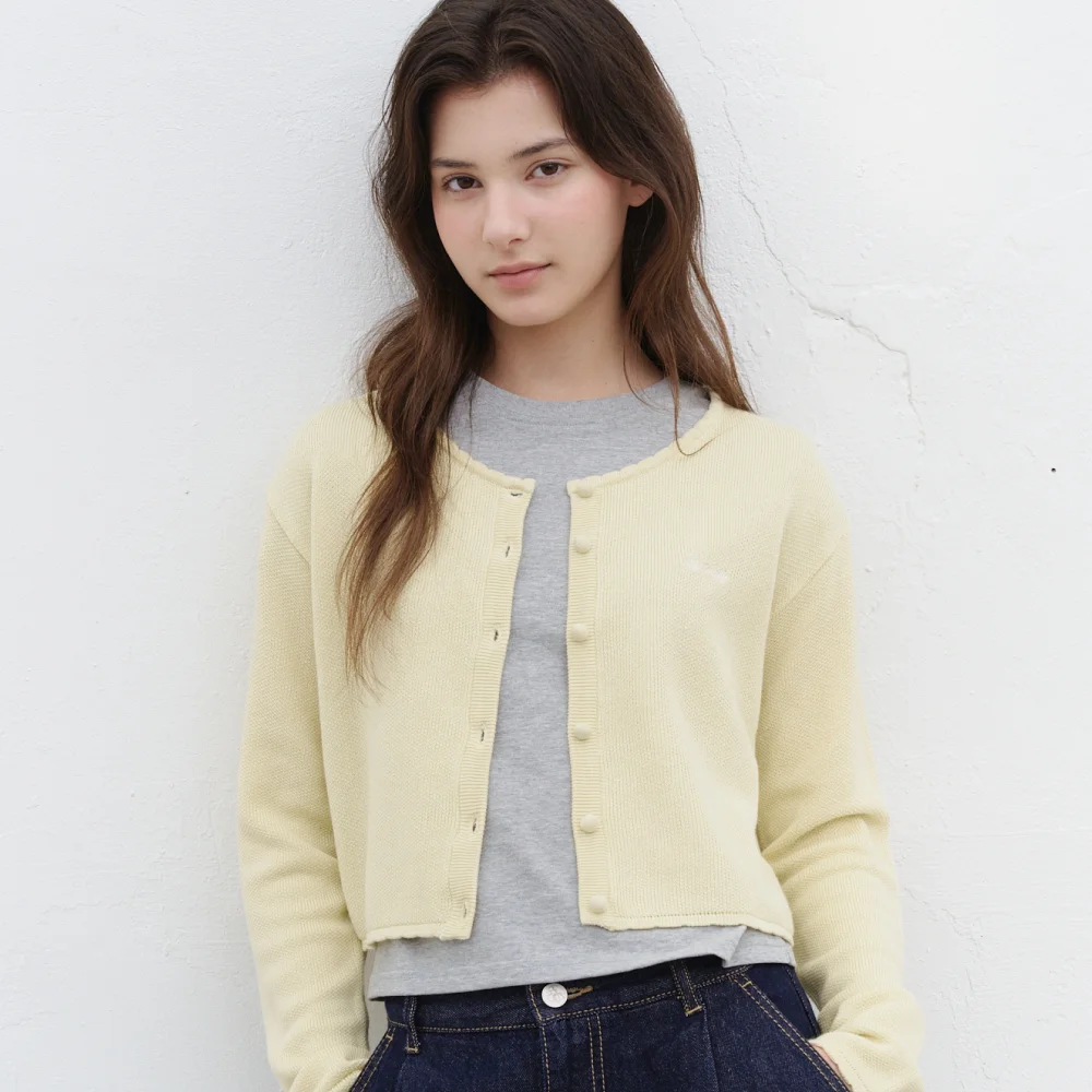 ANNA COTTON CROPPED CARDIGAN_LEMON BUTTER