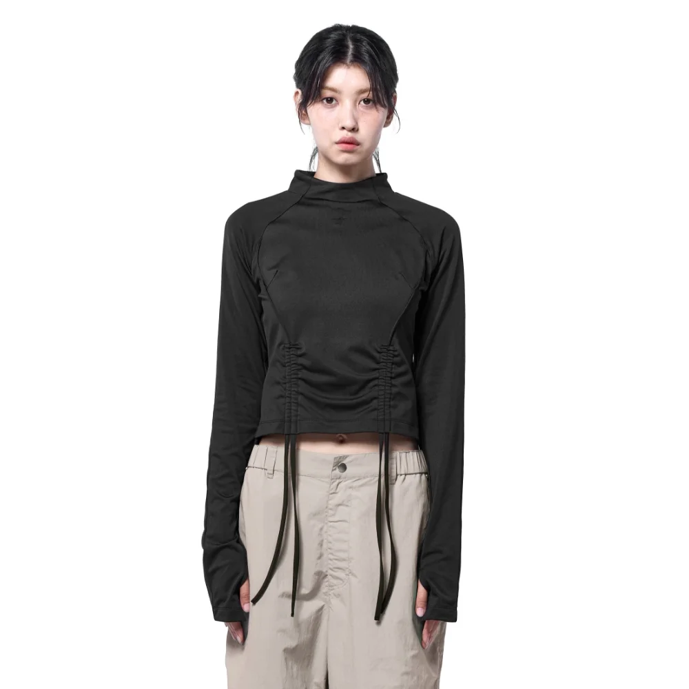 CROP STRING LONG SLEEVE TEE (BLACK)