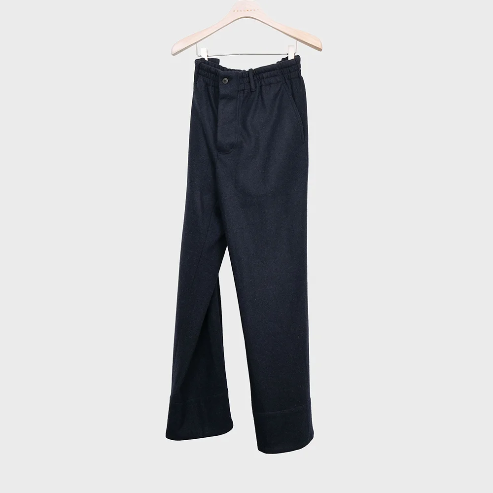 HEAVY WOOL JERSEY EASY TROUSERS_NAVY