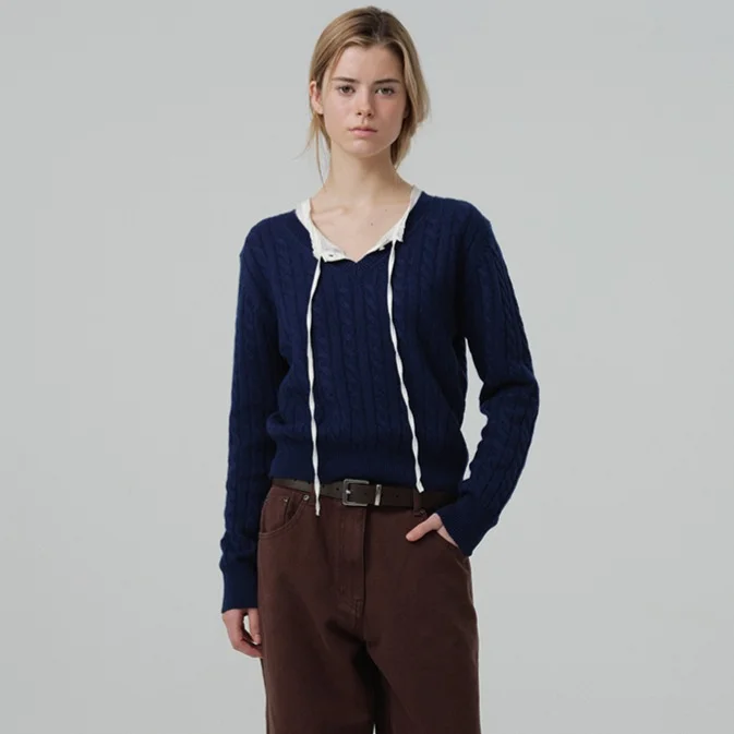 Soft Cashmere V-neck Knit_Navy