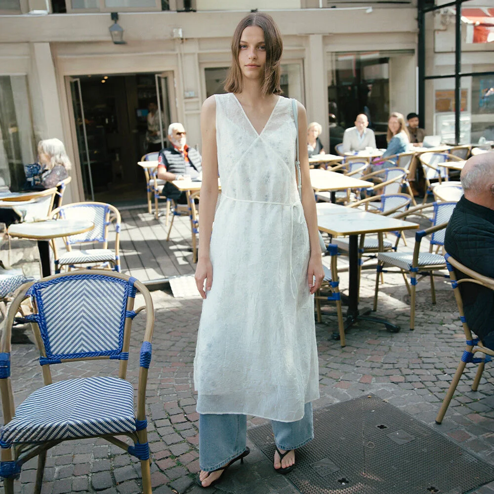 Printed Slip Dress + Sheer Sleeveless Dress SW5MO276_2color