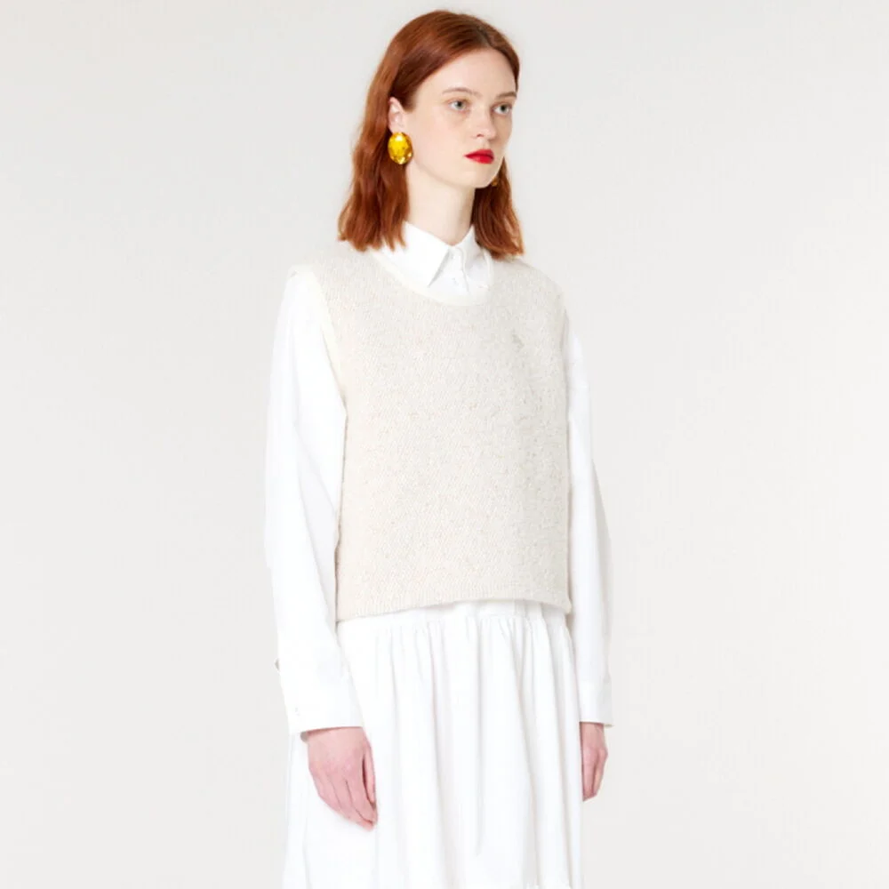 ROUND WOOL KINT VEST(IVORY)