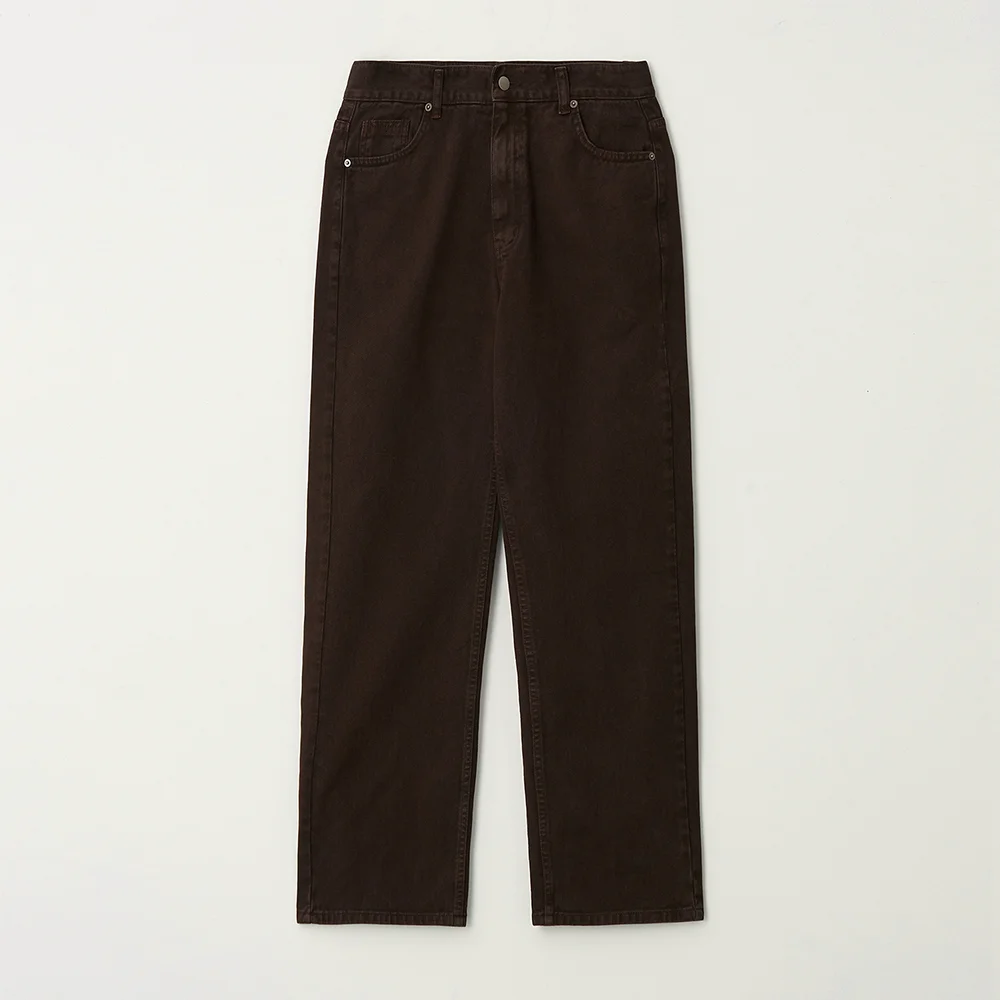 Deep Brown Straight Denim Pants
