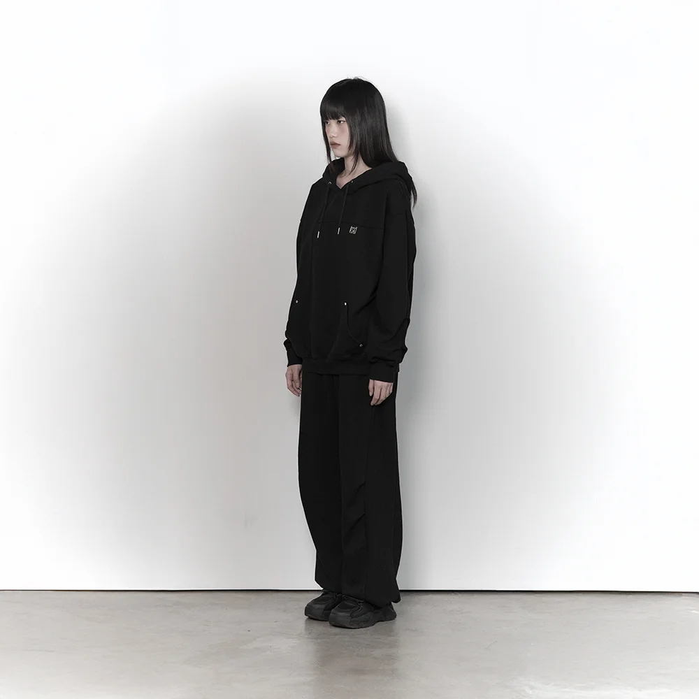 Soft Heavy Washing Over-fit Hoodie (Black)