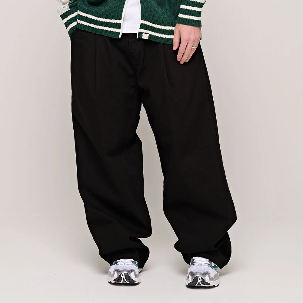 CB PINTUCK WIDE DENIM PANTS (BLACK)