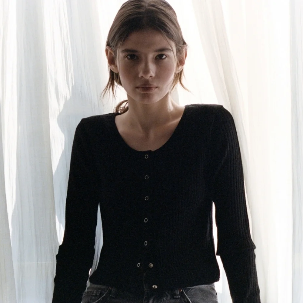 SOFT RIB JERSEY CARDIGAN BLACK