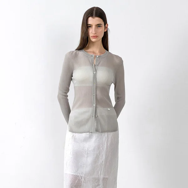 VEILYN SHEER RIBBED CARDIGAN(CD-2205)_2Colors