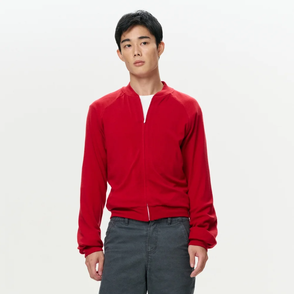 MEN ERA RAGLAN JERSEY ZIP-UP - RUBY