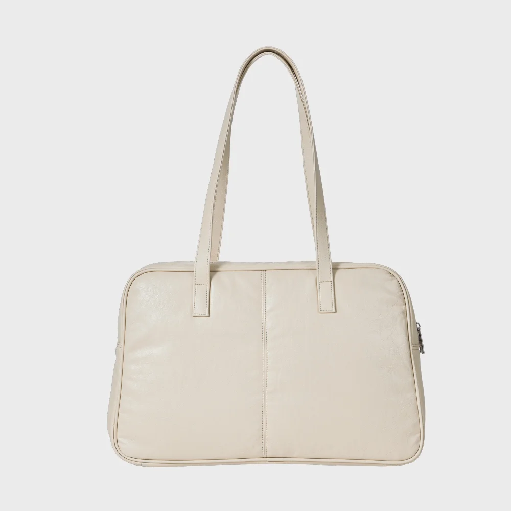 Trapezoid Pillow Shoulder Bag (beige)