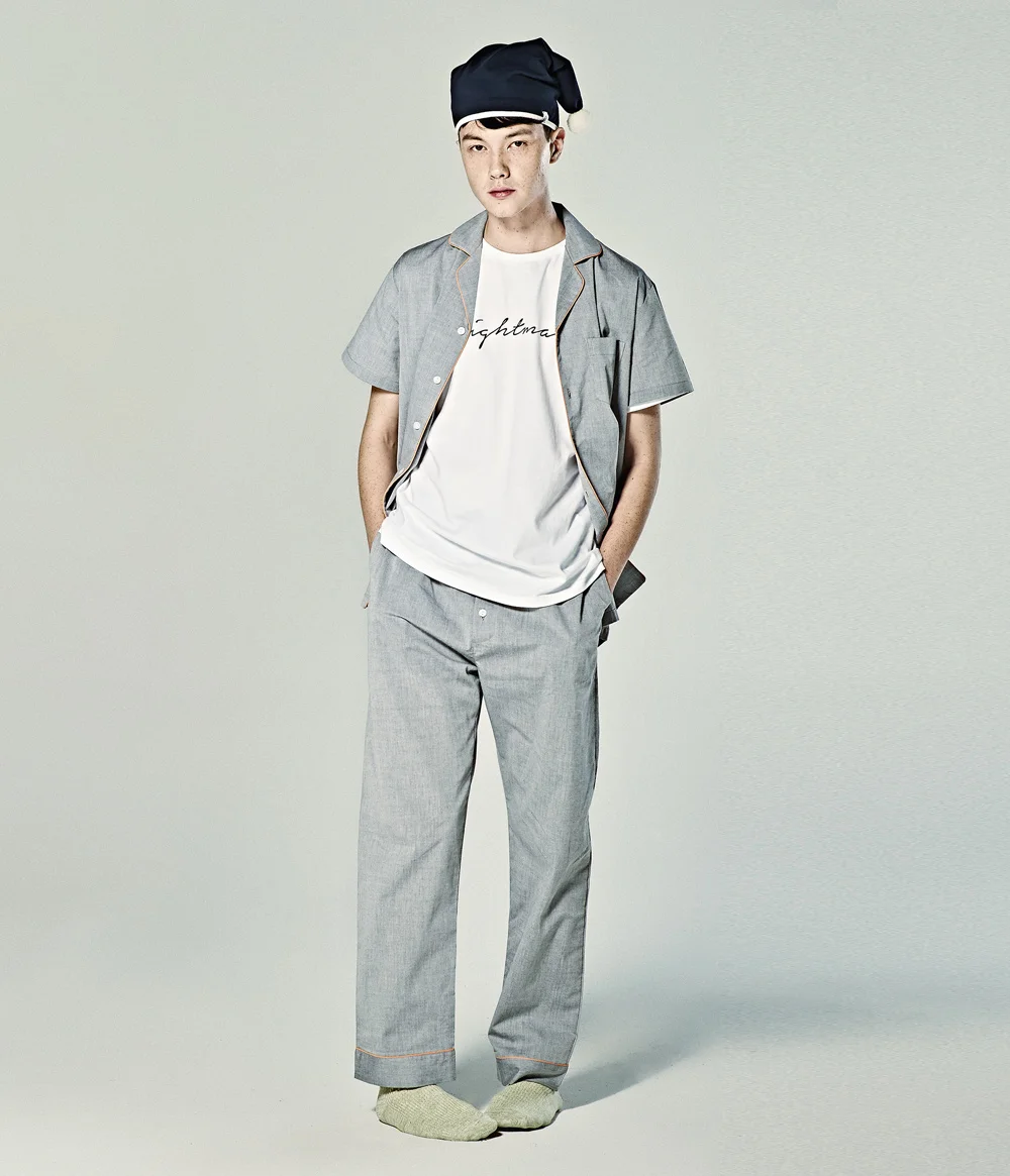 (M) Short Sleeve Pajama Set Chambray Grey