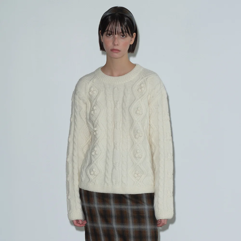 ARGYLE POMPOM KNIT (IVORY)