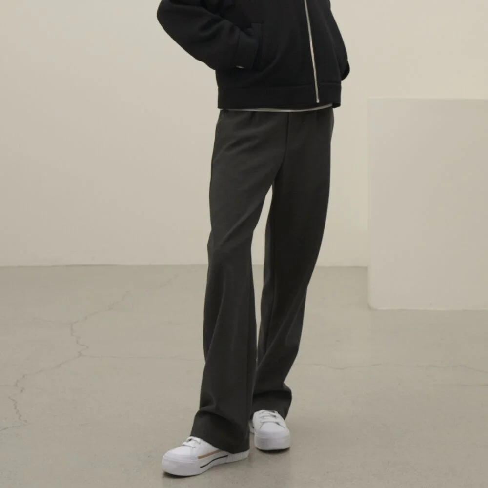 (加絨) Semi Wide Pants _Grey
