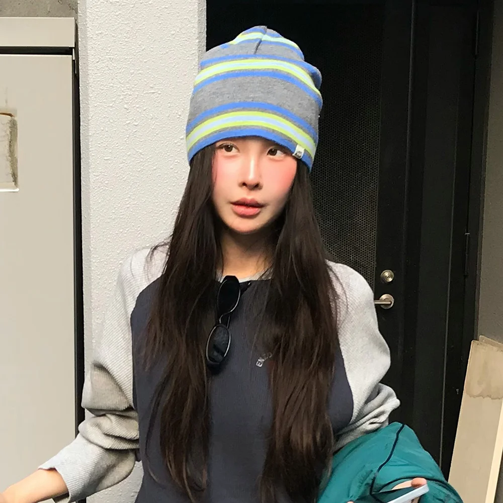 對比 條紋 冷帽 (Grey)