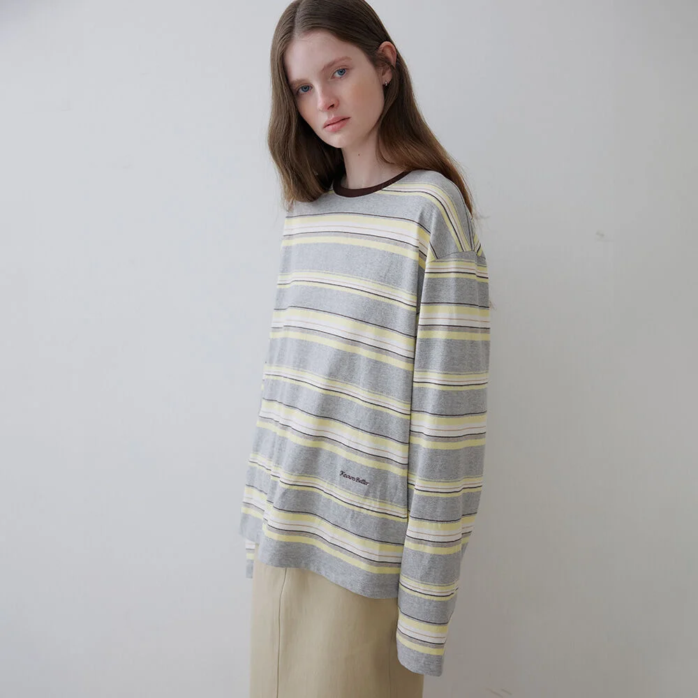 Muted stripe longsleeve T-shirt _Gray