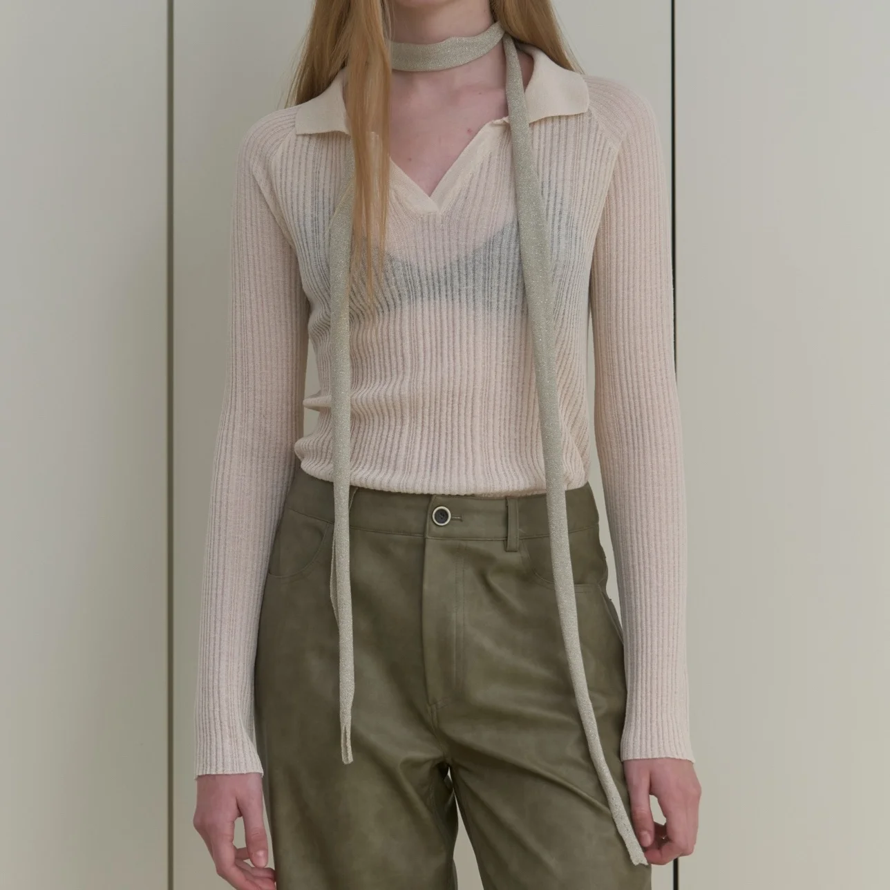 SHEER PIQUE KNIT_LIGHT BEIGE