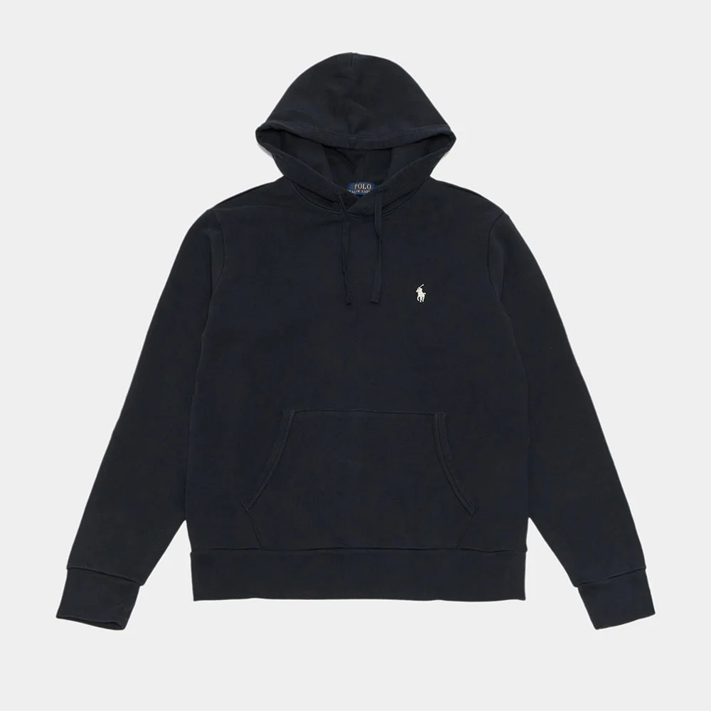 毛圈 袋 毛圈布 連帽衫 (BLACK)