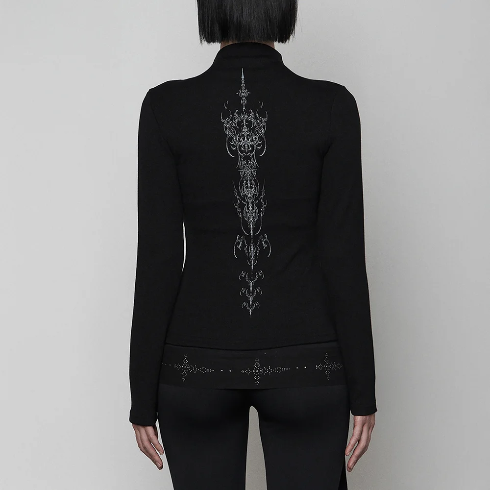 Pocket Half-turtleneck Button Long Sleeve (BLACK)