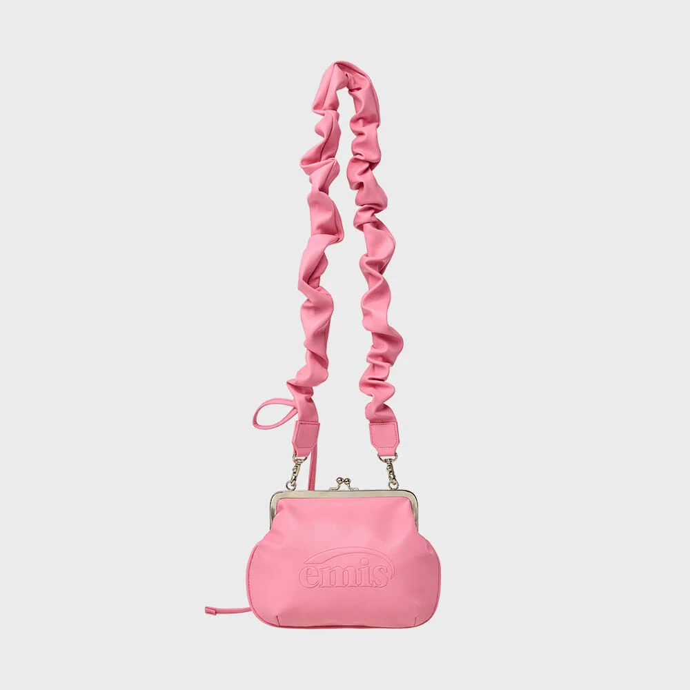 STRING STRAP CLASP FRAME PURSE BAG-PINK