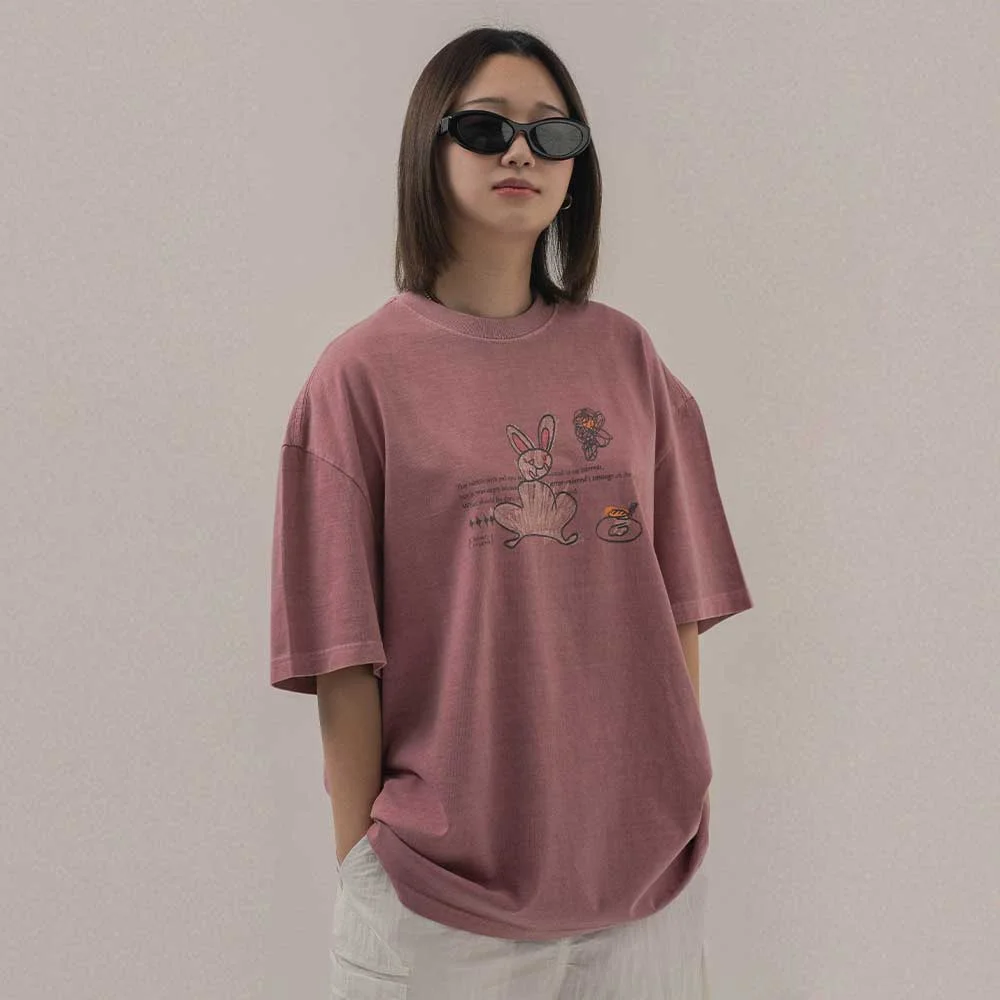 BP Angry Rabbit Pigment T-Shirt_OLD PINK