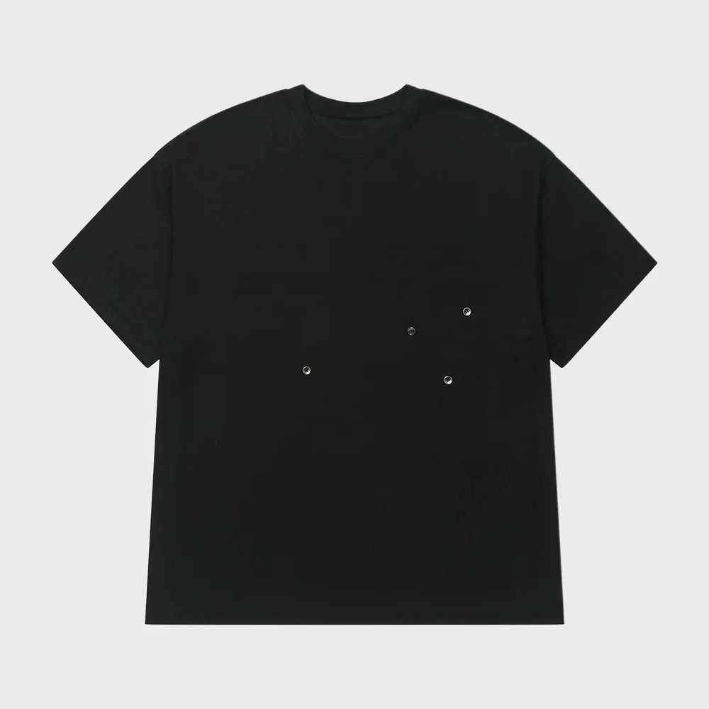 BUTTON OVERSIZE T-SHIRT IN BLACK