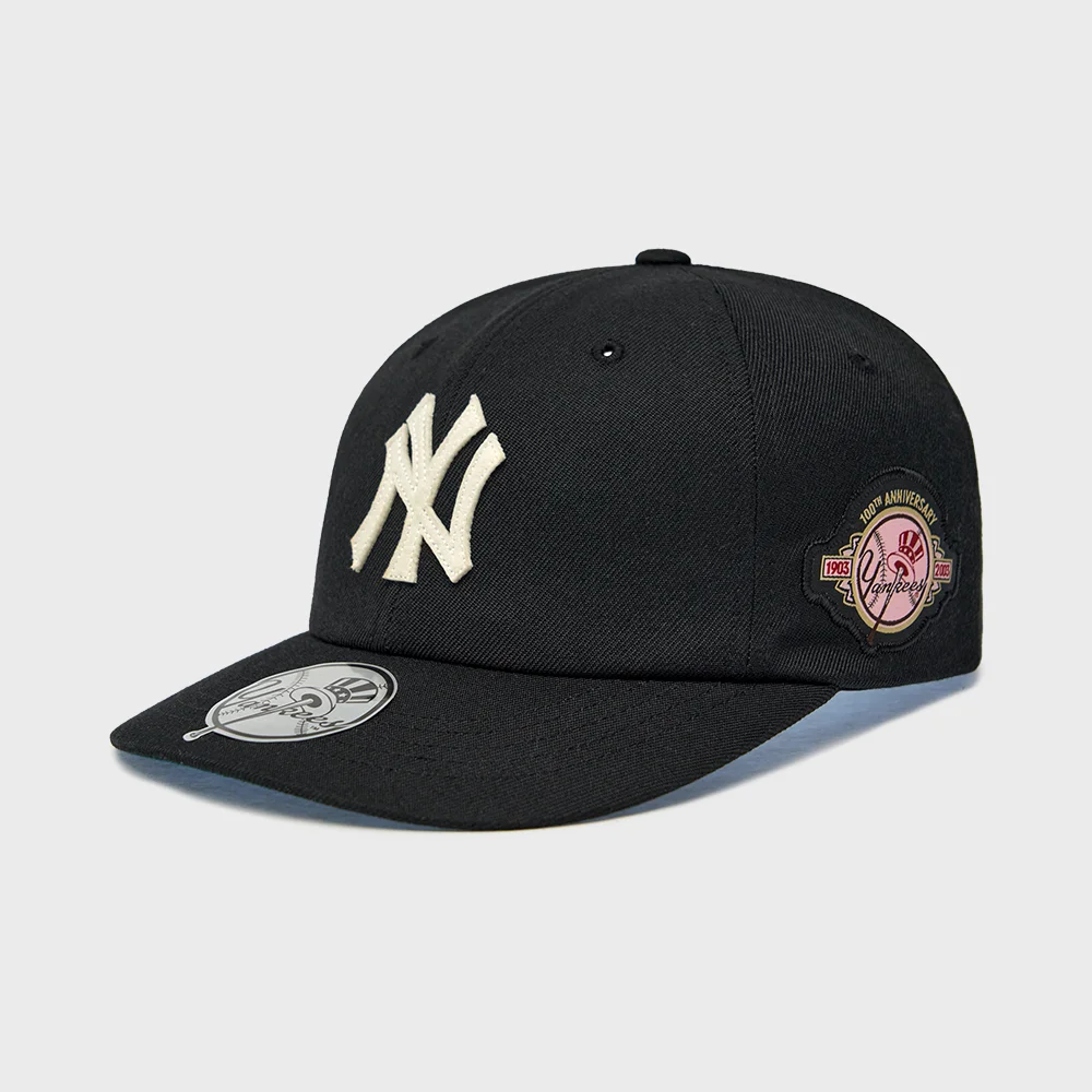 標誌款 補丁 無結構 棒球帽 NY (Black)