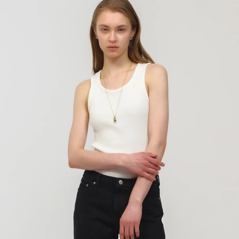 UNISEX, Basic Ribbed Sleeveless / White